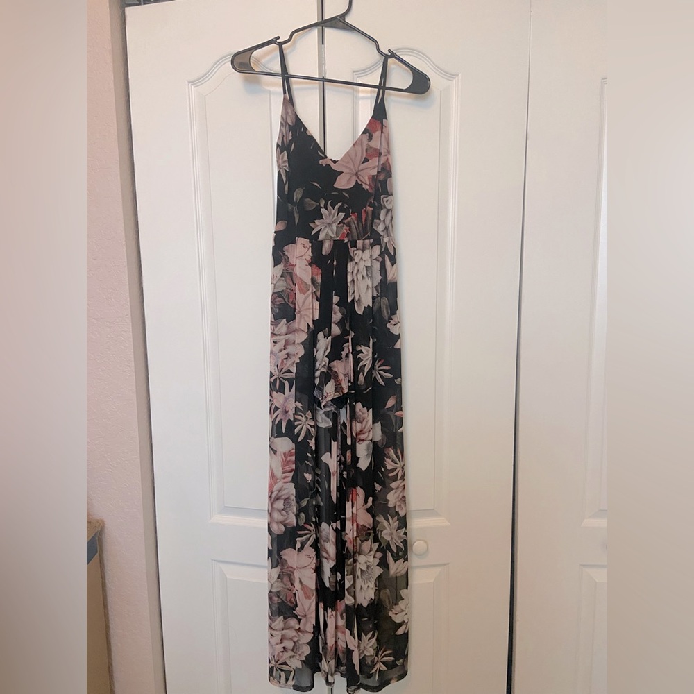 Floral romper with long skirt overlay (Brand - Charlotte Russe)
